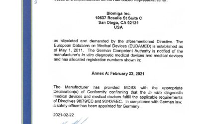 Certificate of CE Registration Annex A_Biomiga_Feb 22, 2021